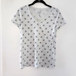 Gap V neck Tee heathered grey with floral